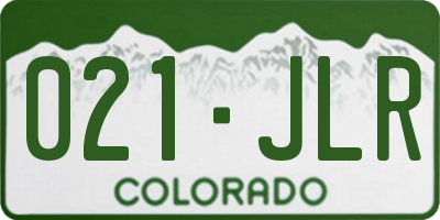 CO license plate 021JLR