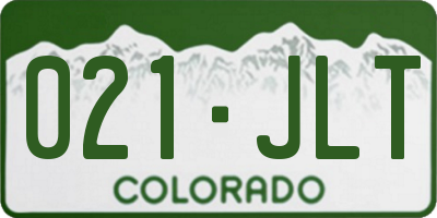 CO license plate 021JLT