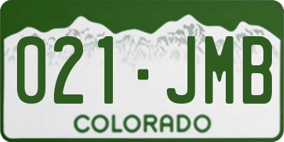 CO license plate 021JMB
