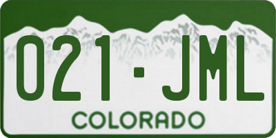 CO license plate 021JML