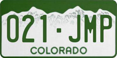 CO license plate 021JMP