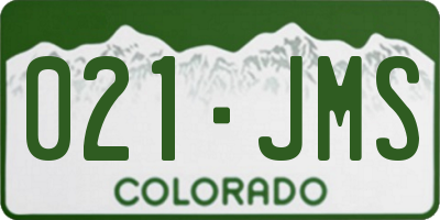 CO license plate 021JMS