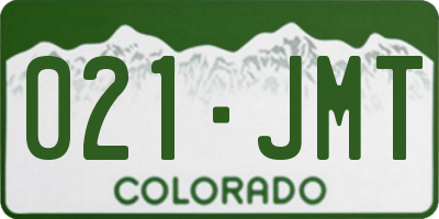 CO license plate 021JMT