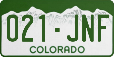 CO license plate 021JNF