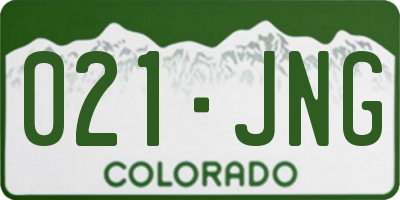CO license plate 021JNG
