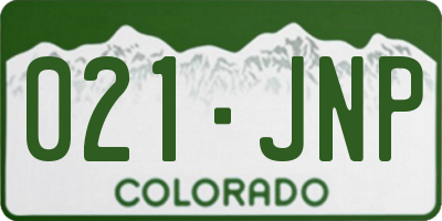 CO license plate 021JNP