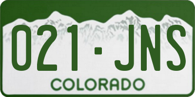 CO license plate 021JNS
