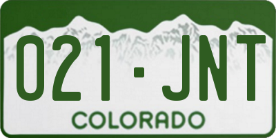 CO license plate 021JNT