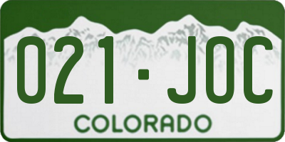CO license plate 021JOC