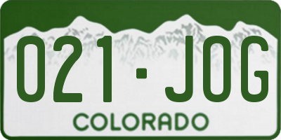 CO license plate 021JOG