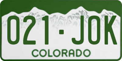 CO license plate 021JOK