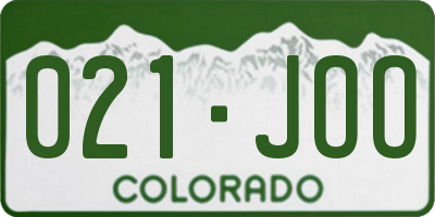CO license plate 021JOO