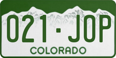 CO license plate 021JOP