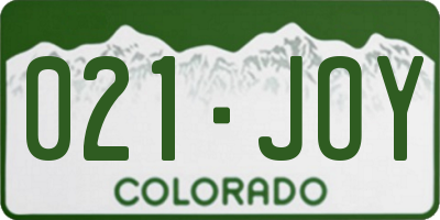CO license plate 021JOY