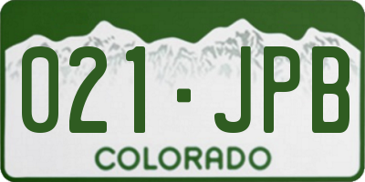 CO license plate 021JPB