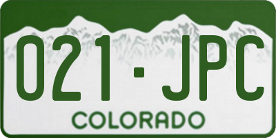 CO license plate 021JPC
