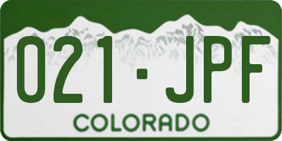 CO license plate 021JPF