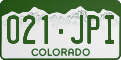 CO license plate 021JPI
