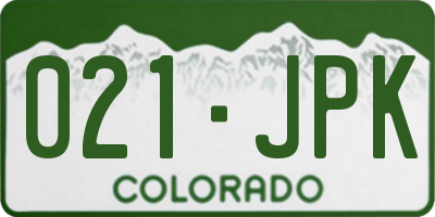 CO license plate 021JPK