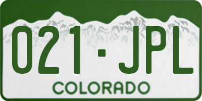 CO license plate 021JPL