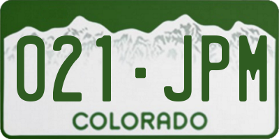 CO license plate 021JPM