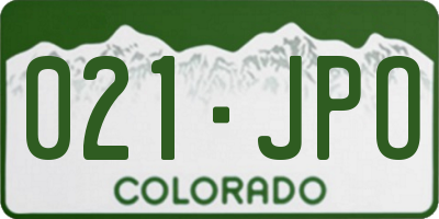 CO license plate 021JPO