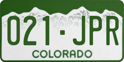 CO license plate 021JPR