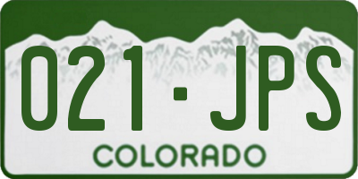 CO license plate 021JPS
