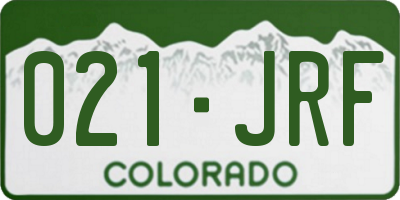 CO license plate 021JRF