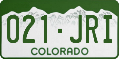 CO license plate 021JRI