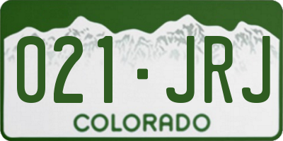 CO license plate 021JRJ