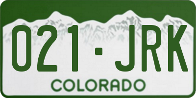 CO license plate 021JRK