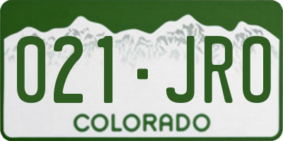 CO license plate 021JRO