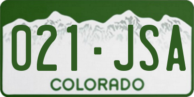 CO license plate 021JSA