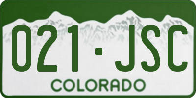 CO license plate 021JSC