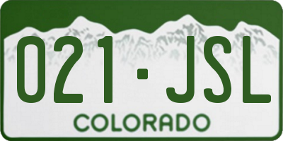 CO license plate 021JSL