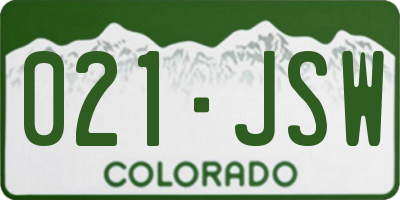 CO license plate 021JSW