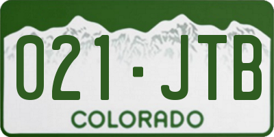 CO license plate 021JTB