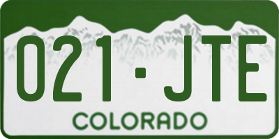 CO license plate 021JTE