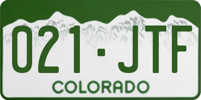 CO license plate 021JTF