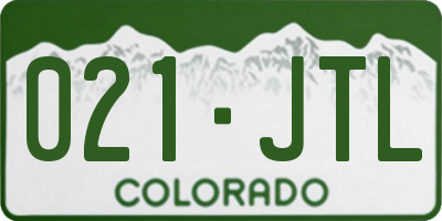 CO license plate 021JTL