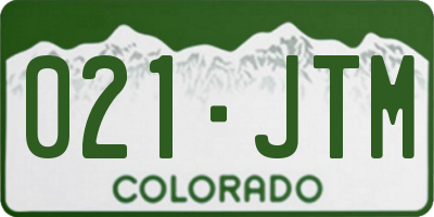 CO license plate 021JTM