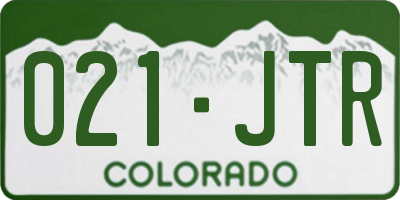 CO license plate 021JTR