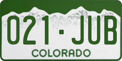 CO license plate 021JUB