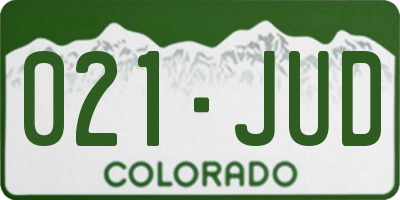 CO license plate 021JUD