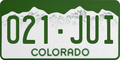CO license plate 021JUI