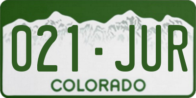 CO license plate 021JUR