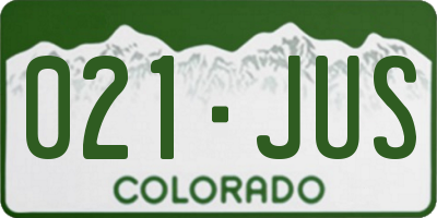 CO license plate 021JUS