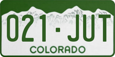 CO license plate 021JUT