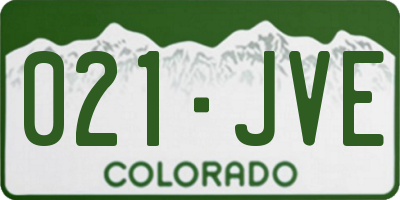 CO license plate 021JVE